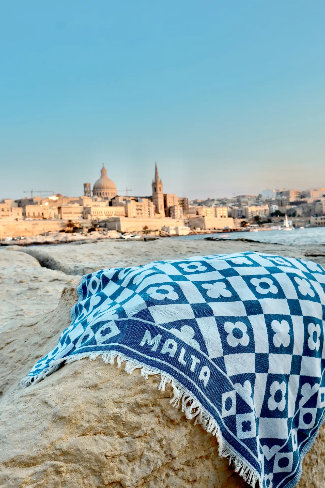 Maltese Tiles Beach Towel (Dark Blue)