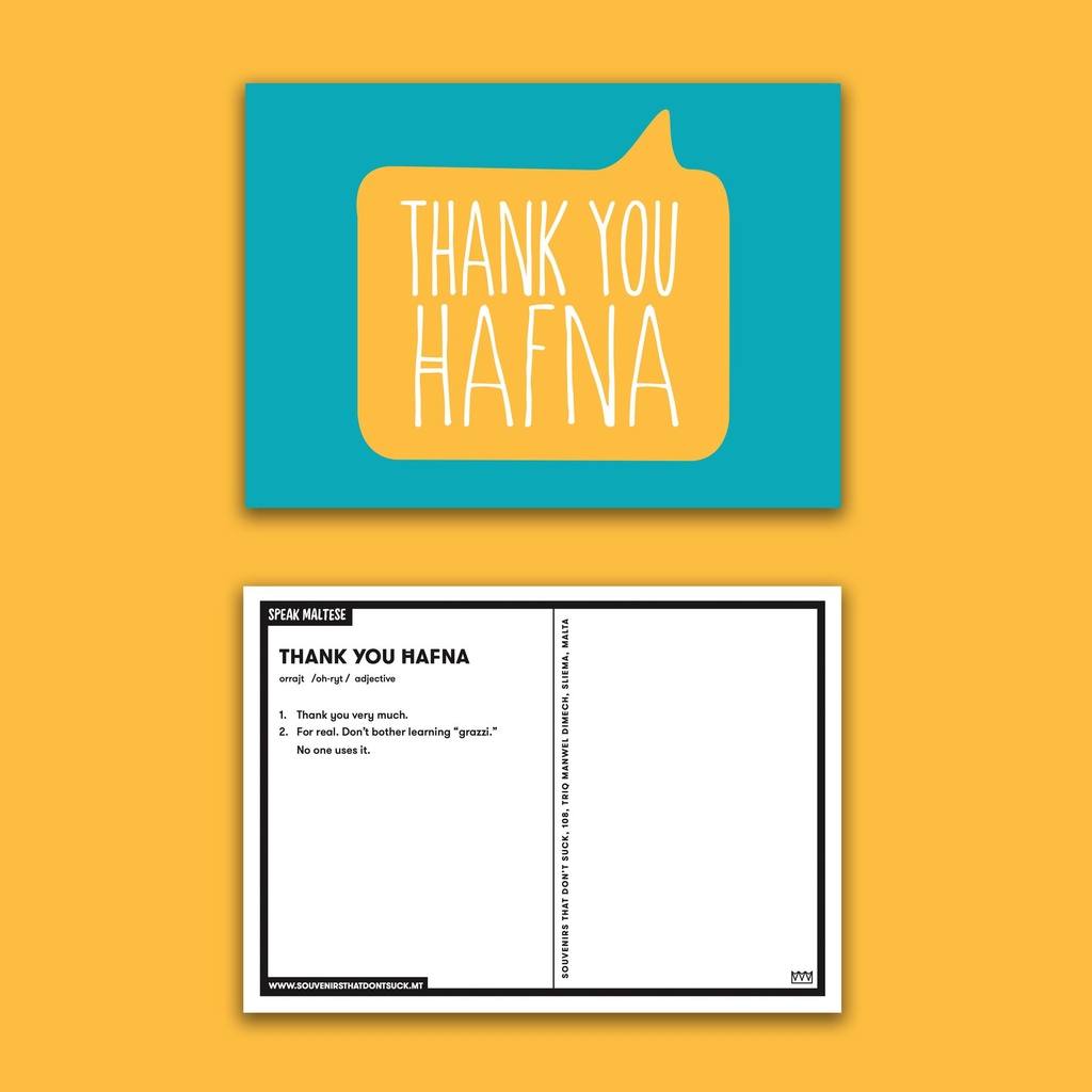 Thank You Ħafna Postcard